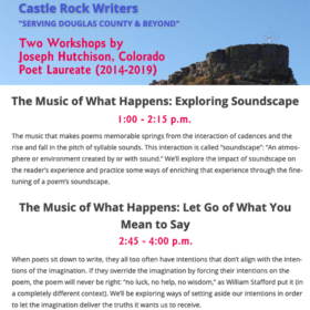 Join Me at the 2019 Castle Rock Writers Conference on Saturday, September 28th