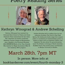 Don’t Miss Kathryn Winograd & Andrew Schelling March 28th @ BookBar